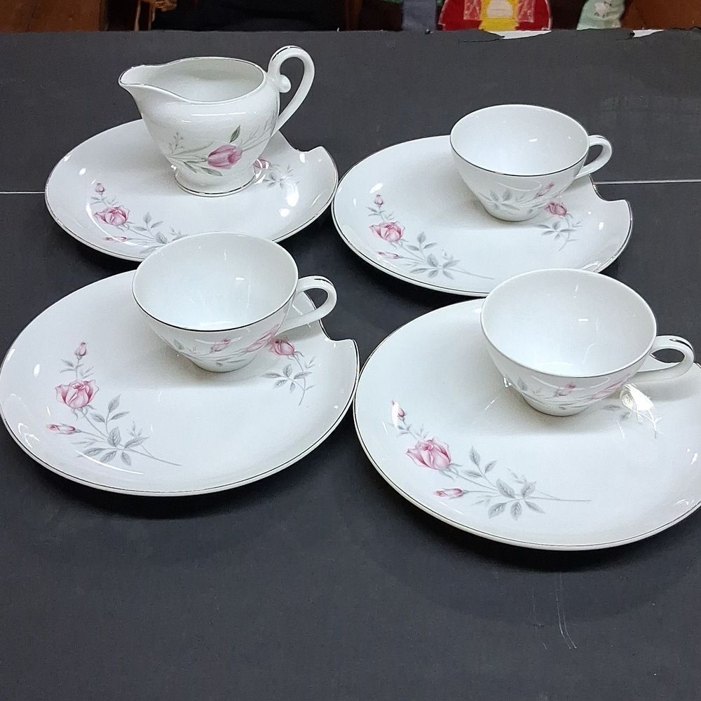 Regina Rose by Royal Cameo Snack Set C-464 & Sterling‎ Rose creamer